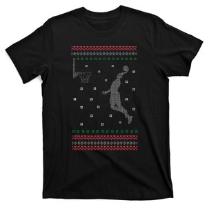 Basketball Dunking Christmas Cool Sport Ugly Xmas Pajama T-Shirt