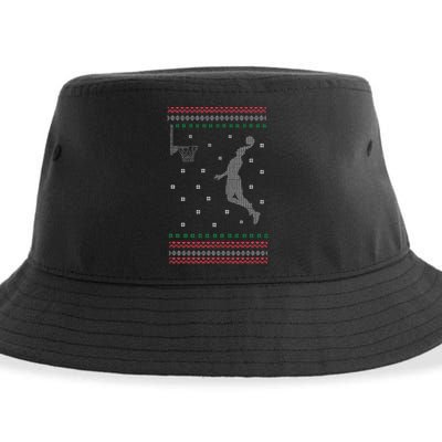 Basketball Dunking Christmas Cool Sport Ugly Xmas Pajama Sustainable Bucket Hat