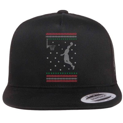 Basketball Dunking Christmas Cool Sport Ugly Xmas Pajama Flat Bill Trucker Hat