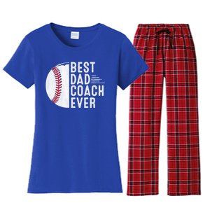 Best Dad Coach Ever Funny Baseball For Sport Lovers Cool Gift Women's Flannel Pajama Set