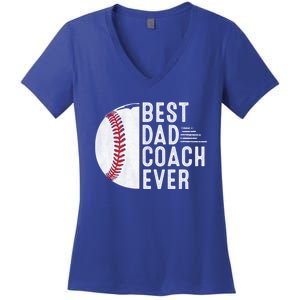 Best Dad Coach Ever Funny Baseball For Sport Lovers Cool Gift Women's V-Neck T-Shirt