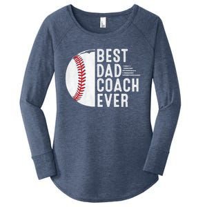 Best Dad Coach Ever Funny Baseball For Sport Lovers Cool Gift Women's Perfect Tri Tunic Long Sleeve Shirt