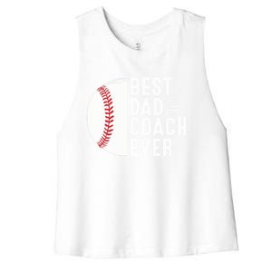 Best Dad Coach Ever Funny Baseball For Sport Lovers Cool Gift Women's Racerback Cropped Tank