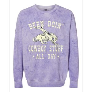 Been Doing Cowboy Stuff Funny Rodeo Cowboy Colorblast Crewneck Sweatshirt