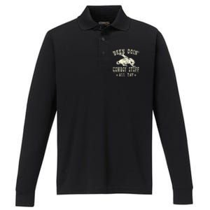 Been Doing Cowboy Stuff Funny Rodeo Cowboy Performance Long Sleeve Polo