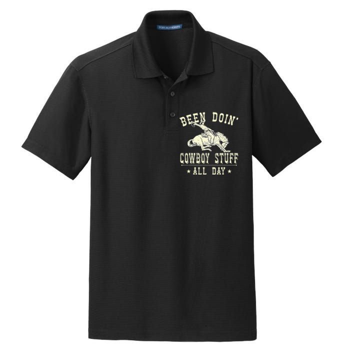 Been Doing Cowboy Stuff Funny Rodeo Cowboy Dry Zone Grid Polo