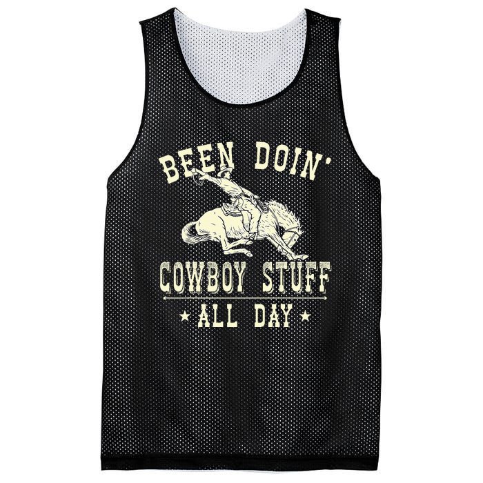 Been Doing Cowboy Stuff Funny Rodeo Cowboy Mesh Reversible Basketball Jersey Tank