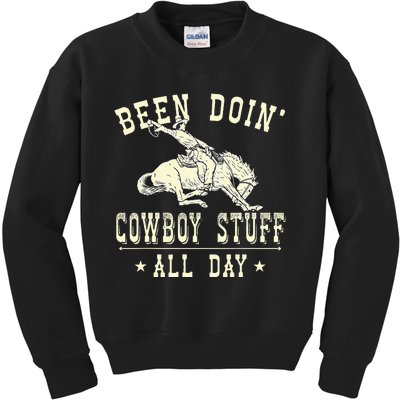 Been Doing Cowboy Stuff Funny Rodeo Cowboy Kids Sweatshirt