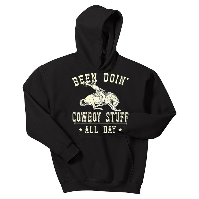 Been Doing Cowboy Stuff Funny Rodeo Cowboy Kids Hoodie