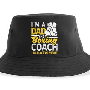 Boxer Daddy Coaches Fathers Day I'm A Dad And A Boxing Coach Sustainable Bucket Hat