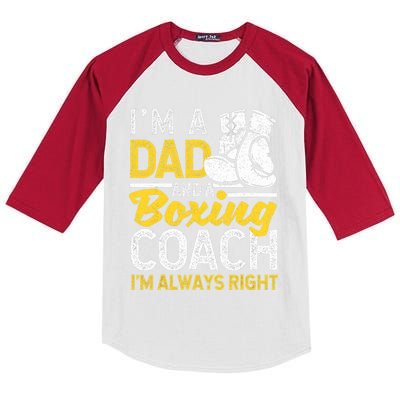 Boxer Daddy Coaches Fathers Day I'm A Dad And A Boxing Coach Kids Colorblock Raglan Jersey