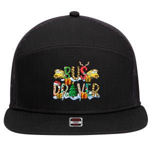 Bus Driver Christmas School Bus Driver Xmas Party Gift 7 Panel Mesh Trucker Snapback Hat