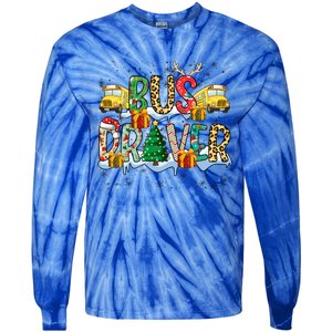 Bus Driver Christmas School Bus Driver Xmas Party Gift Tie-Dye Long Sleeve Shirt