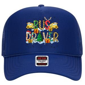 Bus Driver Christmas School Bus Driver Xmas Party Gift High Crown Mesh Back Trucker Hat