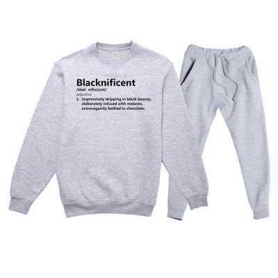 Blacknificent Definition Culture Heritage Empower Pride Love Premium Crewneck Sweatsuit Set