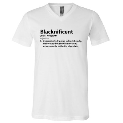 Blacknificent Definition Culture Heritage Empower Pride Love V-Neck T-Shirt