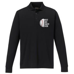 Best Dad Coach Ever Funny Baseball Tee for Sport Lovers Performance Long Sleeve Polo