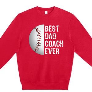 Best Dad Coach Ever Funny Baseball Tee for Sport Lovers Premium Crewneck Sweatshirt