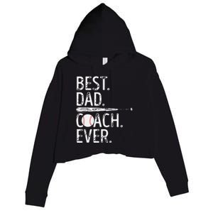 Best Dad Coach Ever Baseball Patriotic For Fathers Day Crop Fleece Hoodie