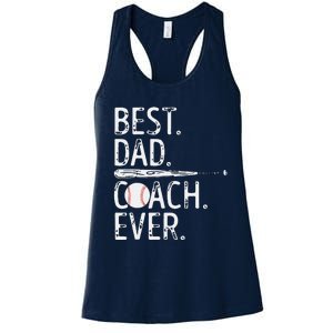 Best Dad Coach Ever Baseball Patriotic For Fathers Day Women's Racerback Tank