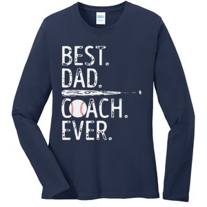 Best Dad Coach Ever Baseball Patriotic For Fathers Day Ladies Long Sleeve Shirt