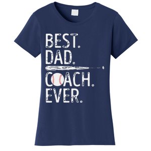 Best Dad Coach Ever Baseball Patriotic For Fathers Day Women's T-Shirt