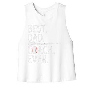 Best Dad Coach Ever Baseball Patriotic For Fathers Day Women's Racerback Cropped Tank