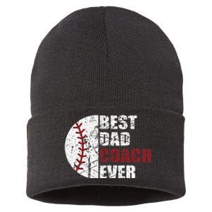 Best Dad Coach Ever Baseball Fathers Day Baseball Dad Coach Sustainable Knit Beanie