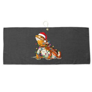 Bearded Dragon Christmas Lights Bearded Dragon Lover Xmas Large Microfiber Waffle Golf Towel