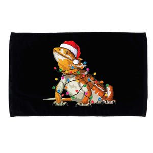 Bearded Dragon Christmas Lights Bearded Dragon Lover Xmas Microfiber Hand Towel