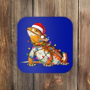 Bearded Dragon Christmas Lights Bearded Dragon Lover Xmas Coaster