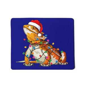 Bearded Dragon Christmas Lights Bearded Dragon Lover Xmas Mousepad