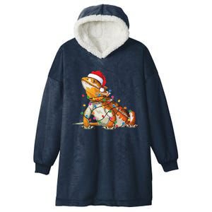 Bearded Dragon Christmas Lights Bearded Dragon Lover Xmas Hooded Wearable Blanket