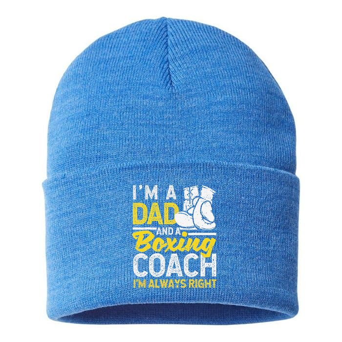 Boxer Daddy Coaches Fathers Day I'm A Dad And A Boxing Coach Sustainable Knit Beanie