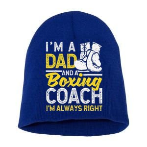 Boxer Daddy Coaches Fathers Day I'm A Dad And A Boxing Coach Short Acrylic Beanie