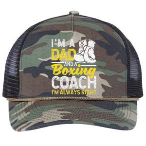 Boxer Daddy Coaches Fathers Day I'm A Dad And A Boxing Coach Retro Rope Trucker Hat Cap