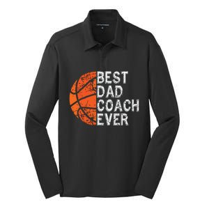 Best Dad Coach Ever Fathers Day Basketball Player Fan Papa Silk Touch Performance Long Sleeve Polo