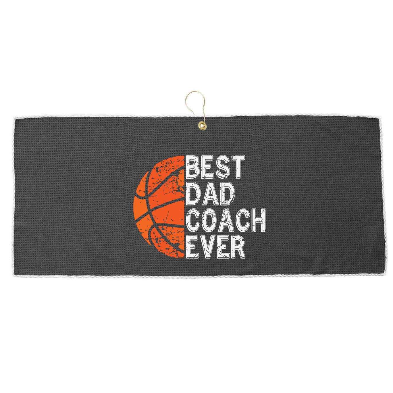 Best Dad Coach Ever Fathers Day Basketball Player Fan Papa Large Microfiber Waffle Golf Towel