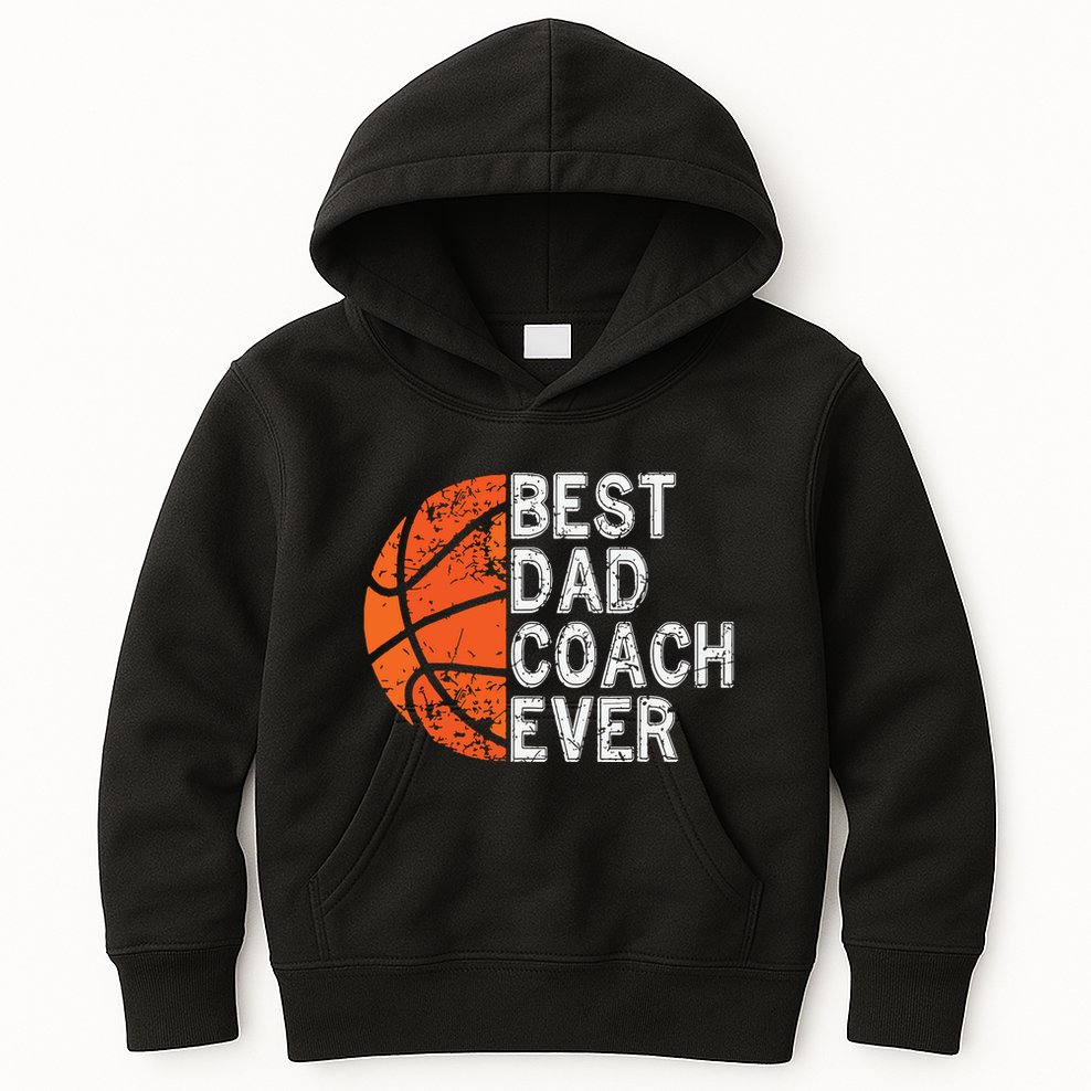 Best Dad Coach Ever Fathers Day Basketball Player Fan Papa Kids Hoodie