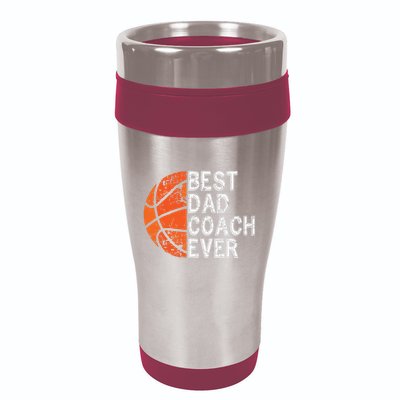 Best Dad Coach Ever Fathers Day Basketball Player Fan Papa 16oz Travel Tumbler