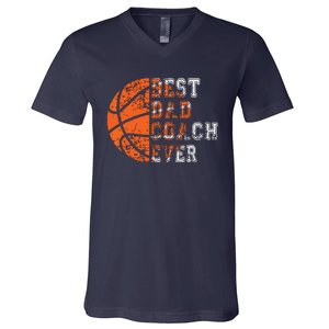 Best Dad Coach Ever Fathers Day Basketball Player Fan Papa V-Neck T-Shirt