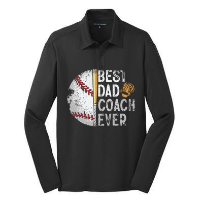 Best Dad Coach Ever Funny Baseball Tee For Sport Lovers Fan Silk Touch Performance Long Sleeve Polo