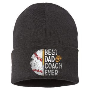 Best Dad Coach Ever Funny Baseball Tee For Sport Lovers Fan Sustainable Knit Beanie