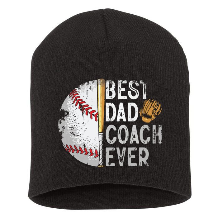 Best Dad Coach Ever Funny Baseball Tee For Sport Lovers Fan Short Acrylic Beanie