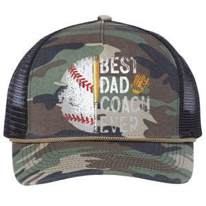 Best Dad Coach Ever Funny Baseball Tee For Sport Lovers Fan Retro Rope Trucker Hat Cap