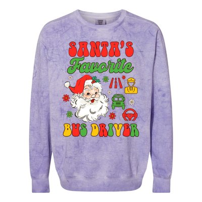 Bus Driver Christmas Xmas Vibes SantaS Favorite Bus Driver Colorblast Crewneck Sweatshirt