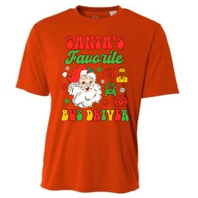 Bus Driver Christmas Xmas Vibes SantaS Favorite Bus Driver Cooling Performance Crew T-Shirt