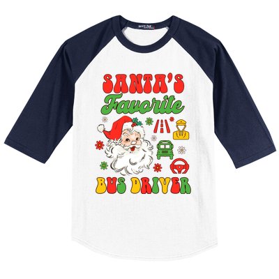 Bus Driver Christmas Xmas Vibes SantaS Favorite Bus Driver Baseball Sleeve Shirt