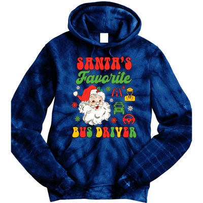 Bus Driver Christmas Xmas Vibes SantaS Favorite Bus Driver Tie Dye Hoodie