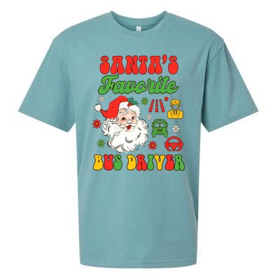 Bus Driver Christmas Xmas Vibes SantaS Favorite Bus Driver Sueded Cloud Jersey T-Shirt